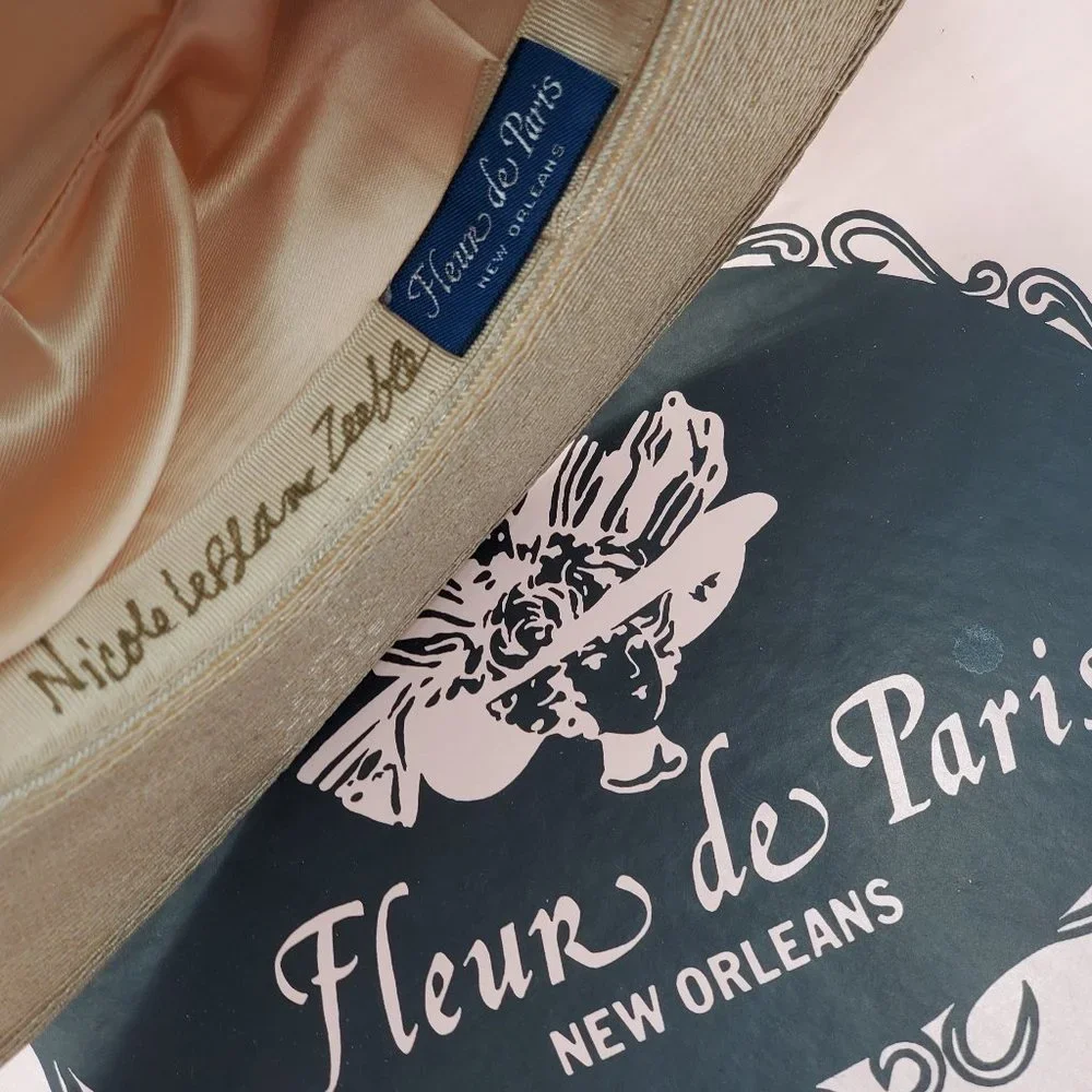 Fleur de Paris Boater's Straw Hat with Feathers